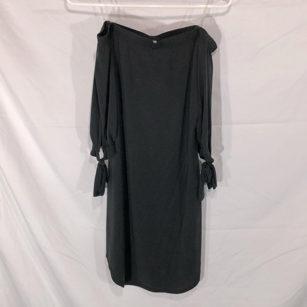 Dark Gray 3/4 Sleeve Off-the-Shoulder Dress